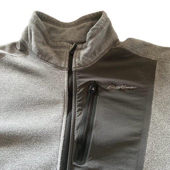 Eddie Bauer Jacket Coat Gray Pockets Mock Neck Half Zipper Longsleeve Men’s Sz L - Picture 4 of 5